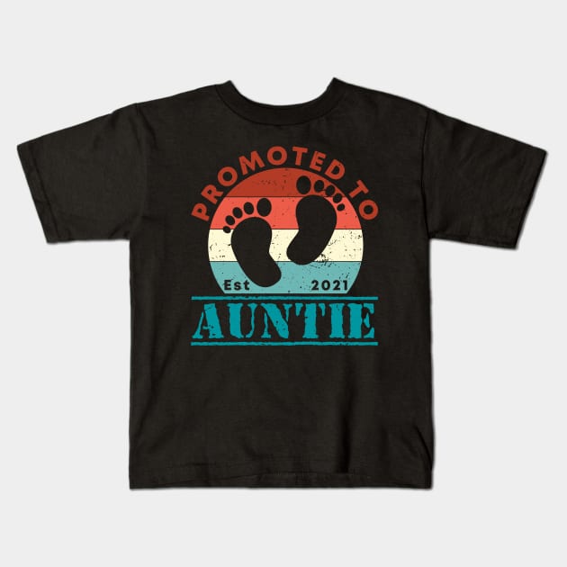 Vintage Promoted to Auntie 2021 new Aunt gift Auntie Kids T-Shirt by Abko90